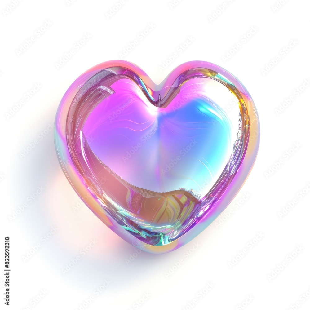 Vibrant Iridescent Heart Shape on White Background Vibrant Iridescent Heart Shape on White Background