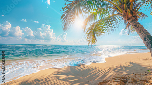 Summer landscape nature of tropical beach with rays of