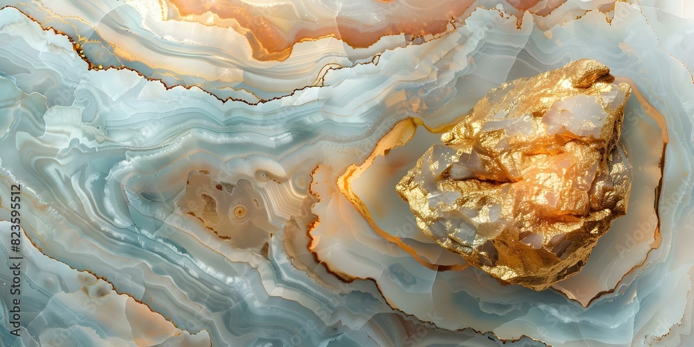 Macro photograph of a sizable gold nugget embedded in natural gold ore. Concept Gold Nugget, Macro Photography, Natural Gold Ore, Precious Metal, Mining Industry Macro photograph of a sizable gold nugget embedded in natural gold ore. Concept Gold Nugget, Macro Photography, Natural Gold Ore, Precious Metal, Mining Industry