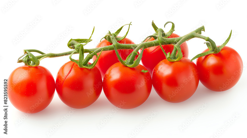 Close-Up of Fresh Cherry Tomatoes on White Background Close-Up of Fresh Cherry Tomatoes on White Background
