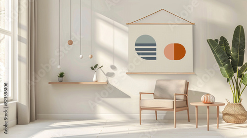 A minimalist wall hanging featuring geometric shapes  adding modern flair to any room decor.