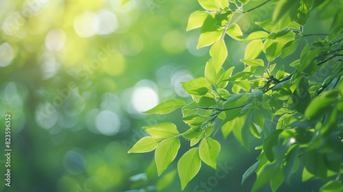 Summer spring blurred background of fresh green foliag