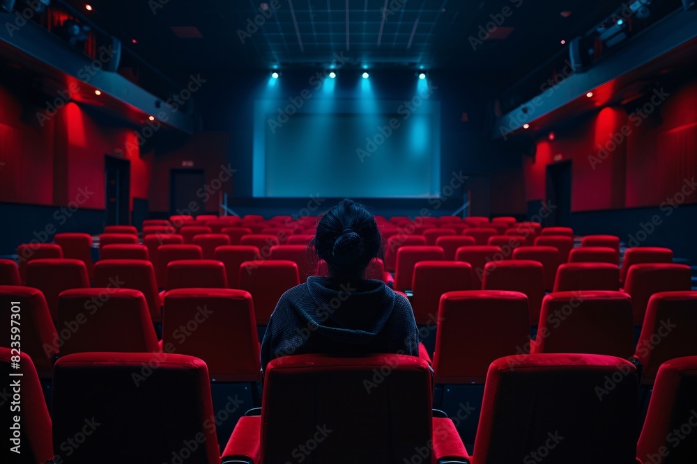 a person sitting in a movie theater