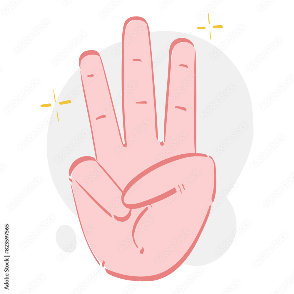 three finger hand gesture illustration three finger hand gesture illustration