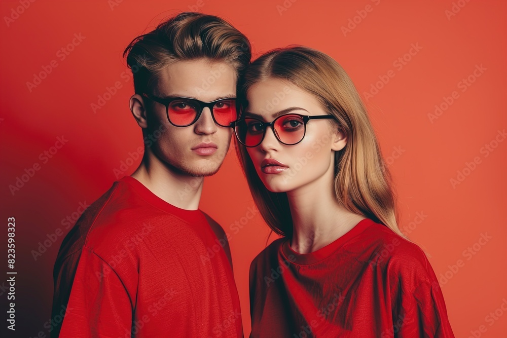 Fashion studio shot. Handsome young man and beautiful woman Fashion studio shot. Handsome young man and beautiful woman