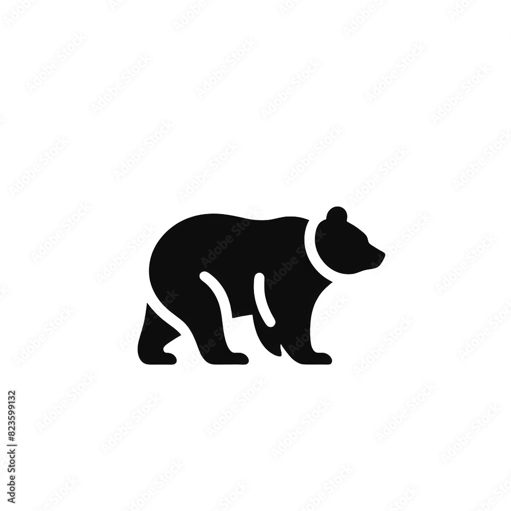 Fototapeta premium Minimalist bear logo silhouette on white background