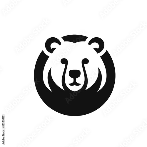 Minimalist bear logo silhouette on white background