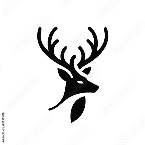 Minimalist deer logo silhouette on white background © Alicina