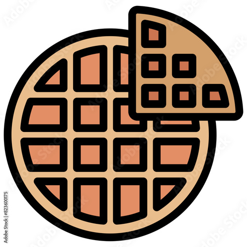 Waffle lineal multi color icon, related to street food theme. use for modern concept, web and app development