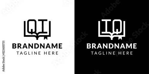Letters IQ and QI Book Logo, suitable for business related to book with IQ or QI initials