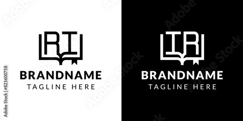 Letters IR and RI Book Logo, suitable for business related to book with IR or RI initials