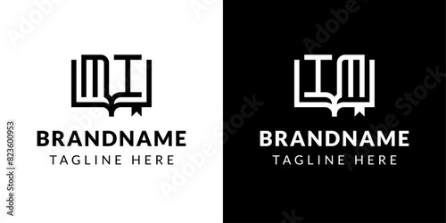 Letters IM and MI Book Logo, suitable for business related to book with IM or MI initials