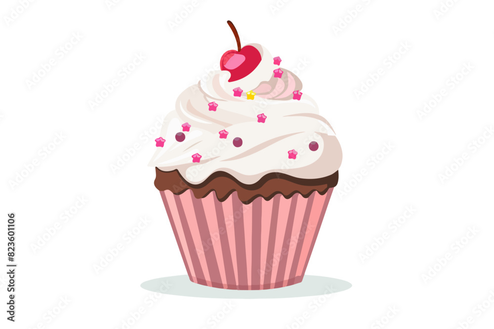 Illustration of a berry cupcake on a white background. Illustration of a berry cupcake on a white background.