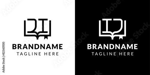 Letters IJ and JI Book Logo, suitable for business related to book with IJ or JI initials