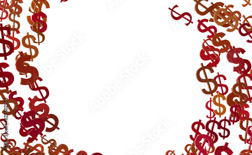 Falling dollar sign. 3D ren...