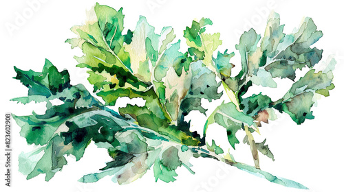 watercolor_kale_on_white_background photo