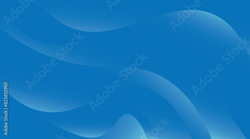 Abstract blue shapes, smooth flowing curves, light gradient background, minimalist design, soft wavy lines, translucent layers