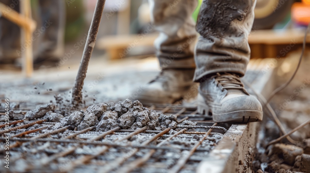 a man is pouring cement onto a floor in a construction area a man is pouring cement onto a floor in a construction area