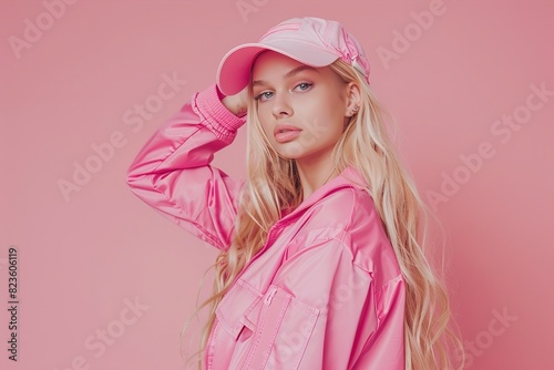 Pink color and femininity style in fashion. photo