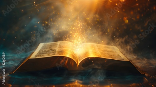 Glowing Mystical Book of Wisdom and Enlightenment