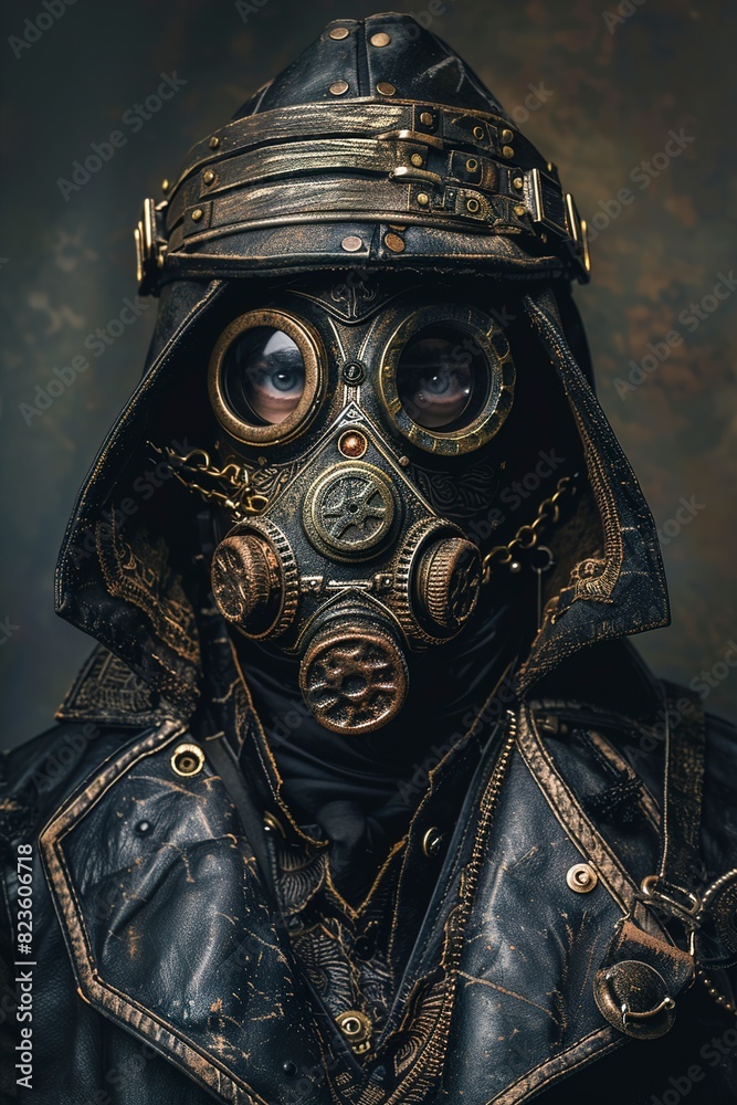 Portrait of a mysterious man in iron mask. Portrait of a mysterious man in iron mask.