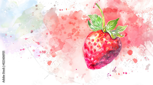 watercolor_strawberry_on_the_white_background