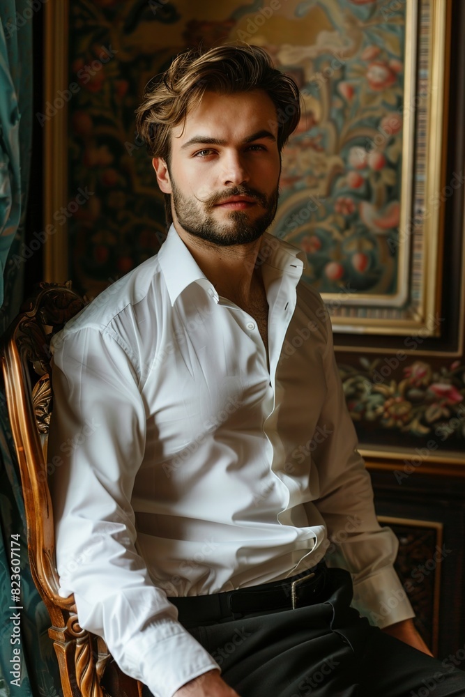 Portrait of a handsome fashionable man posing in the studio Portrait of a handsome fashionable man posing in the studio