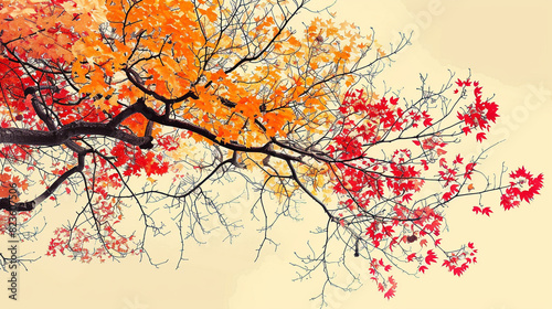 Vibrant branches burst with color against neutral tones.