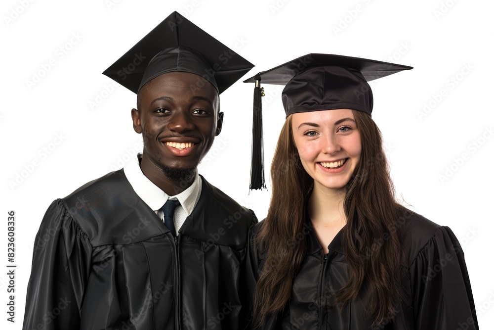 Portrait of two happy graduating students Portrait of two happy graduating students
