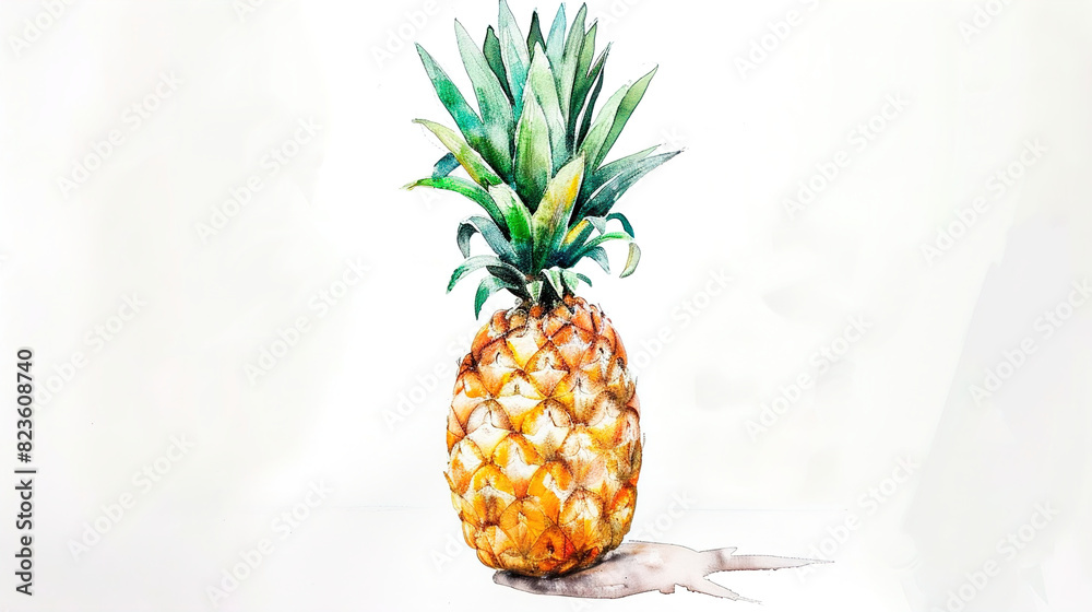 watercolor_pineapple_on_white_background watercolor_pineapple_on_white_background