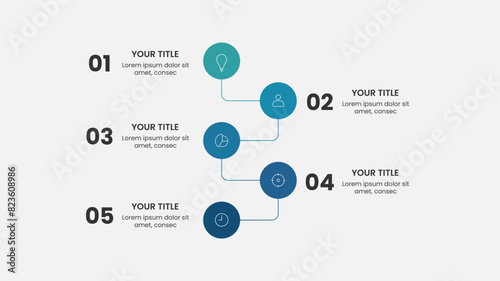 Modern infographic template. Creative business process for presentation. Pitch deck workflow design in vector.