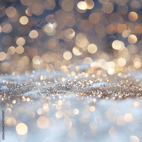 Christmas bokeh abstract silver background.