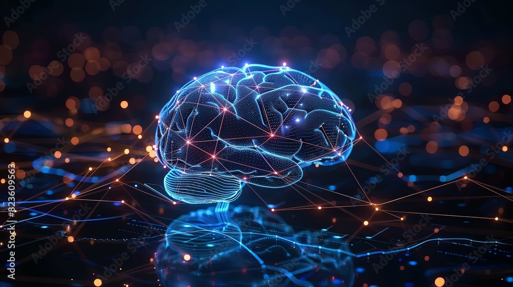 A human brain connected to a neural network, Cuttingedge technology ...
