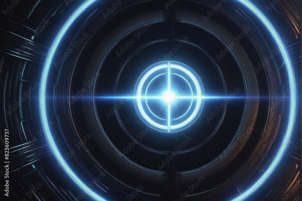 Dark background with a neon circle. Dark background with a neon circle.