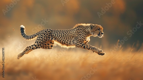 Wallpaper Mural Dynamic shot of a cheetah in mid-leap against a blurred background. Torontodigital.ca