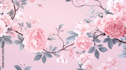 Delicate floral patterns on a soft pastel background, ideal for feminine and vintageinspired designs photo