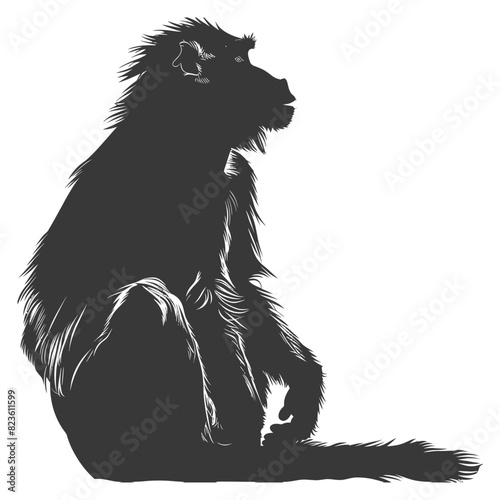 Silhouette Mandrill animal black color only