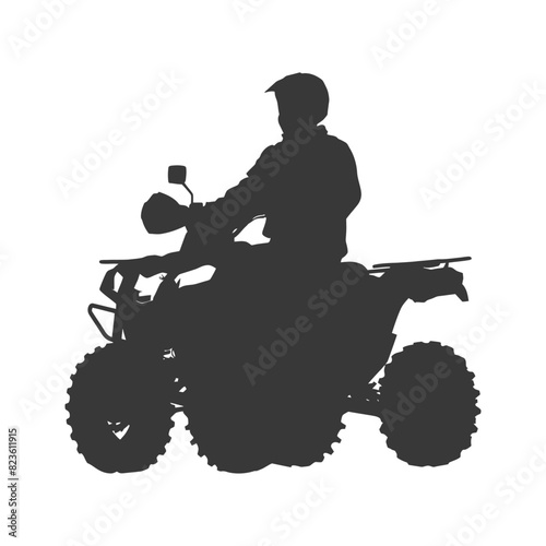 Silhouette man riding ATV black color only