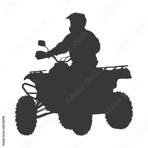 Silhouette man riding ATV black color only