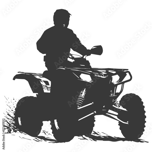 Silhouette man riding ATV black color only