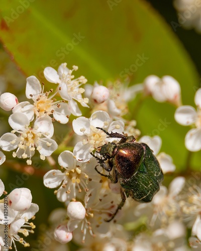 Rosenkäfer von schräg vorne auf einer Blüte photo