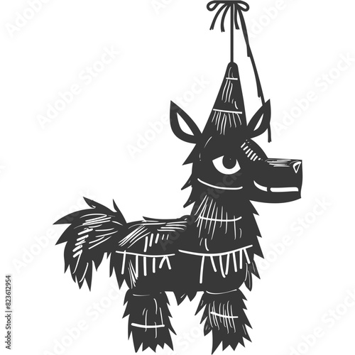 Silhouette mexican pinata black color only