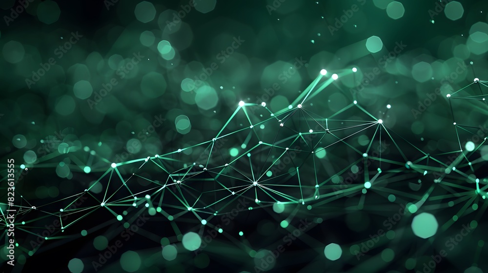 Abstract green digital connections on a dark background, illustrating network technology and futuristic communication concepts. Abstract green digital connections on a dark background, illustrating network technology and futuristic communication concepts.