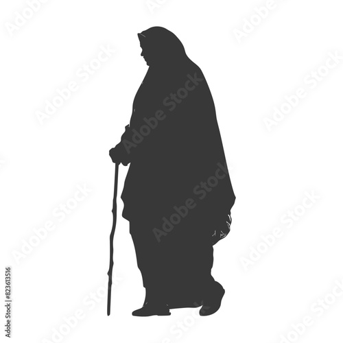 Silhouette muslim elderly woman black color only