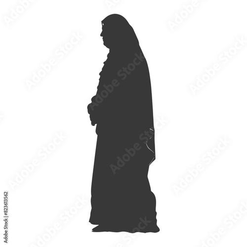 Silhouette muslim elderly woman black color only