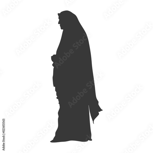 Silhouette muslim elderly woman black color only