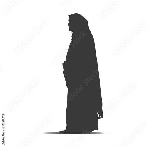 Silhouette muslim elderly woman black color only