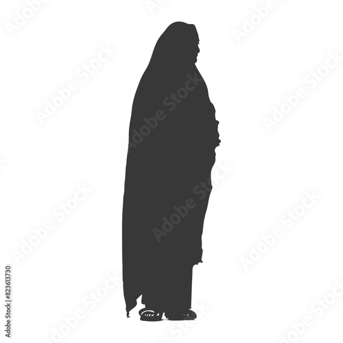 Silhouette muslim elderly woman black color only