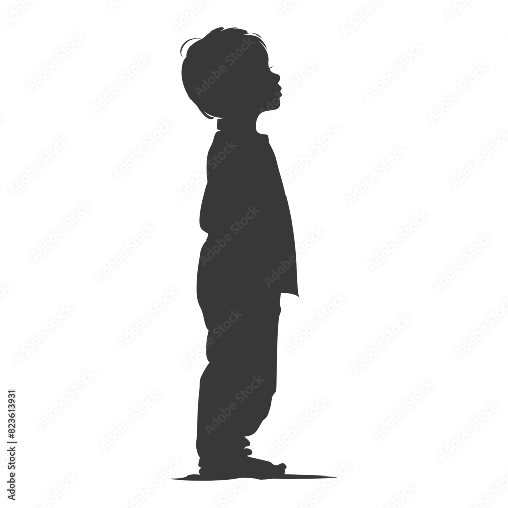 Silhouette muslim little boy black color only