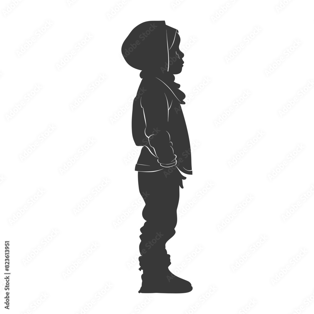 Silhouette muslim little boy black color only Silhouette muslim little boy black color only